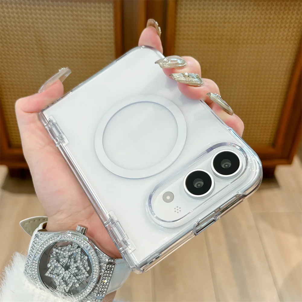 Clear Magnetic Phone Case For iPhone Duo Hard Shell Magnet Ring Support Wireless Charging Shockproof Protective Back Cover
