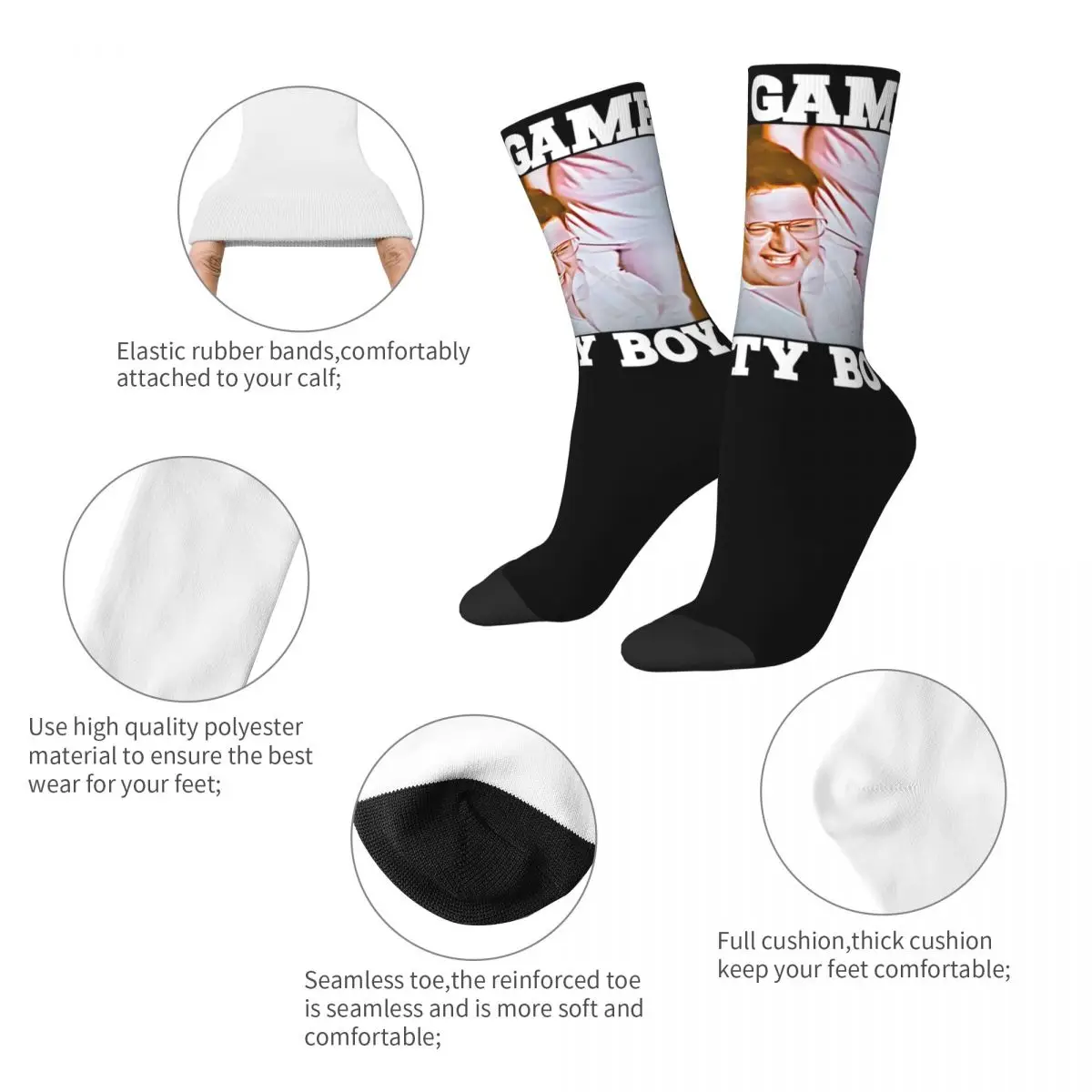 Retro Women Men Nice Game Pretty Boy George Costanza Dress Socks Seinfeld 90s TV Product Basketball Socks Comfortable Best Gifts