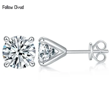 Follow cloud 3.0 carat 9.0mm Moissanite Stud Earrings for Women 925 Sterling Silver Screw Back Sparkling Wedding Jewelry Gifts