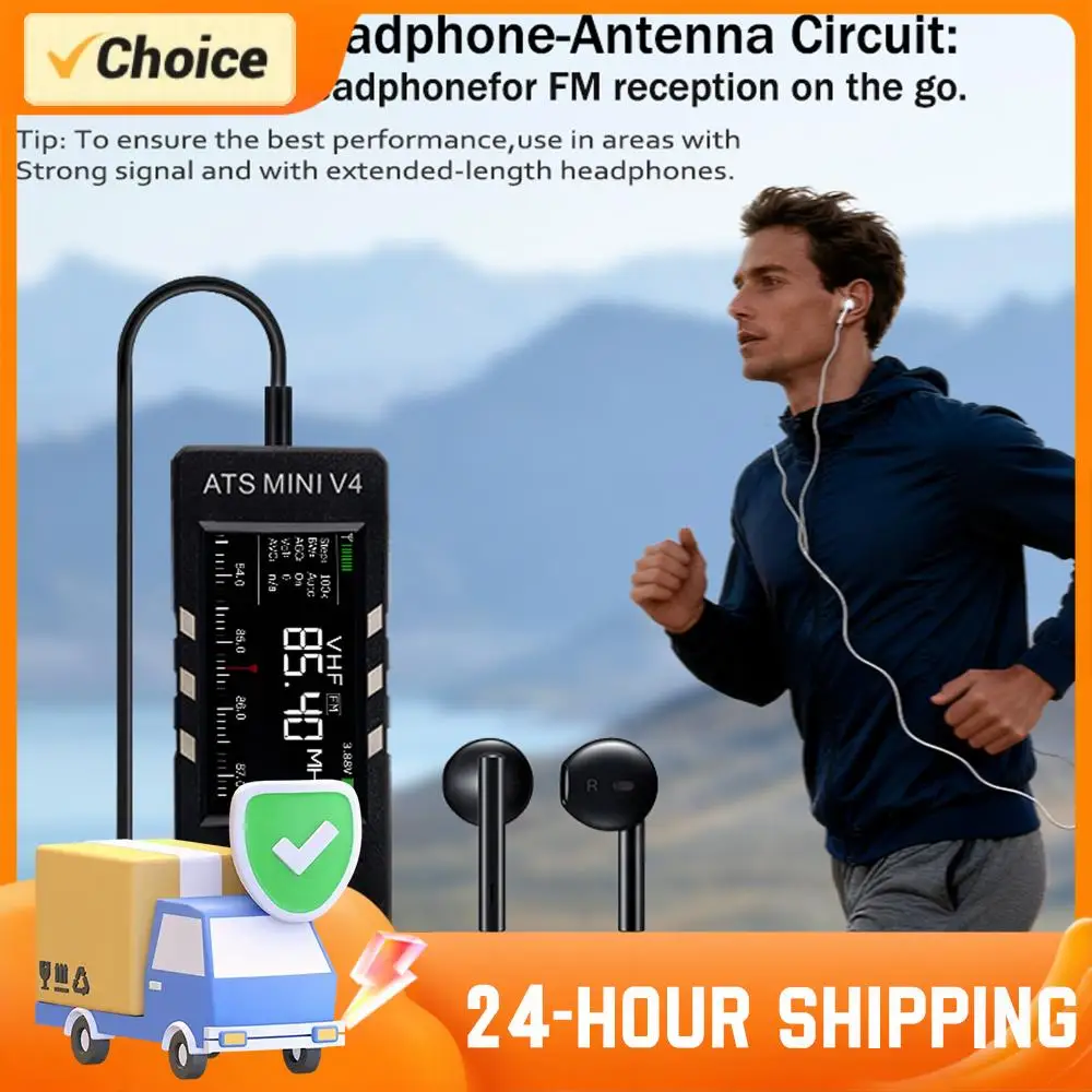 راديو الجيب AMNVOLT V4 ATS MINI SI4732 كامل النطاق DSP راديو FM AM SSB LSB USB استقبال خارجي ث/دائرة مكبر صوت سماعات الأذن