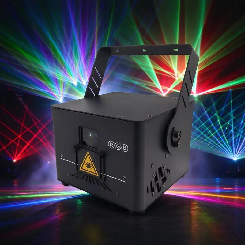 New 5W RGB Laser Light Projector DMX512 Sound Active Phone APP 128 Patterns Animation Logo Text Stage Light for DJ Party Wedding