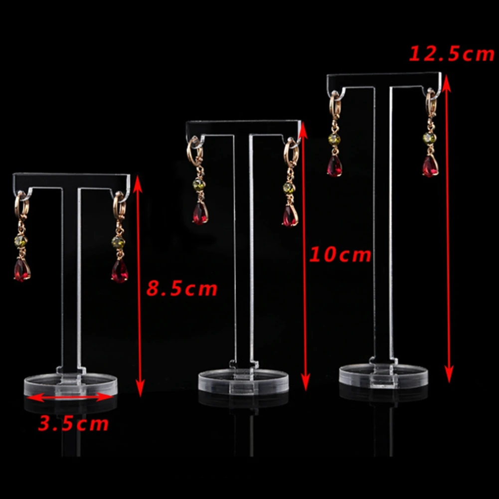 Super Deals 3Pcs Acrylic T Shape Earring Display Earring Holder Earring Stand Jewelry Organizer Earring Jewellery Showing image 5