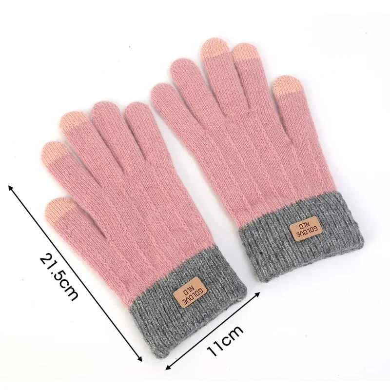 Girls Thick Plush Knitted Full Finger Gloves TouchScreen Men Women Fashion Autumn Winter Keep Warm Riding Skiing Outdoor Mittens