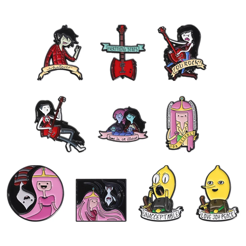 Cartoon Adventures Time PB Characters Metal Enamel Pins for Fans Collection Gifts