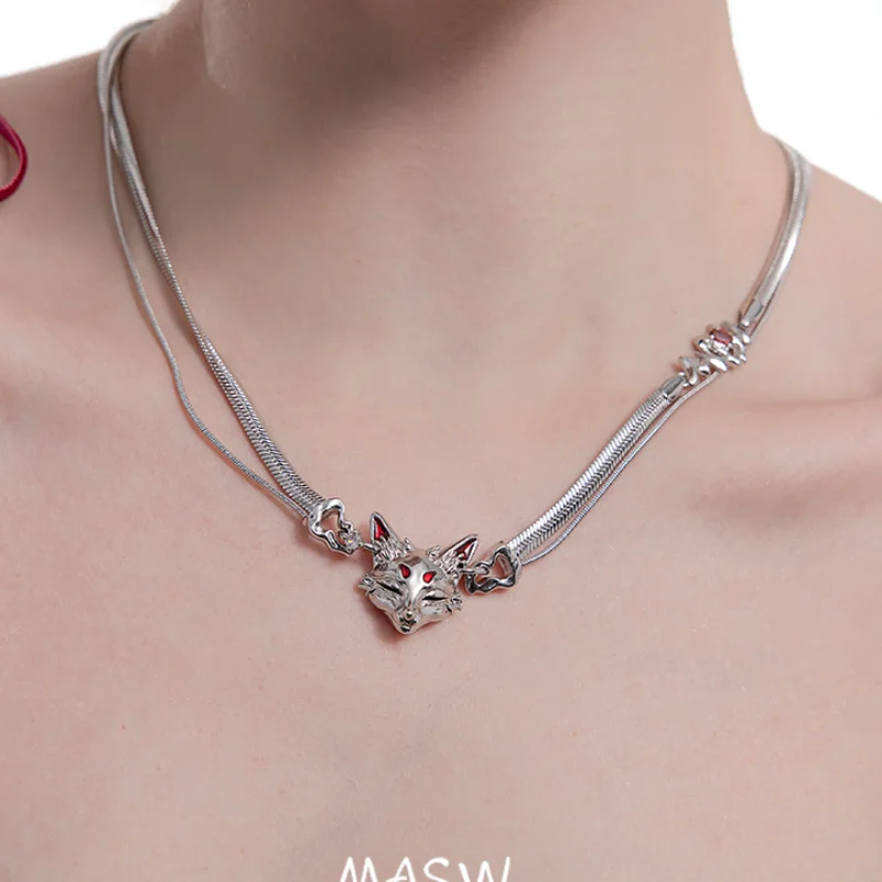 

MASW Original Desing Popular Style Pretty Red Fox Pendant Necklace For Women Fashion Accessories 2024 Trend New Hot Sale