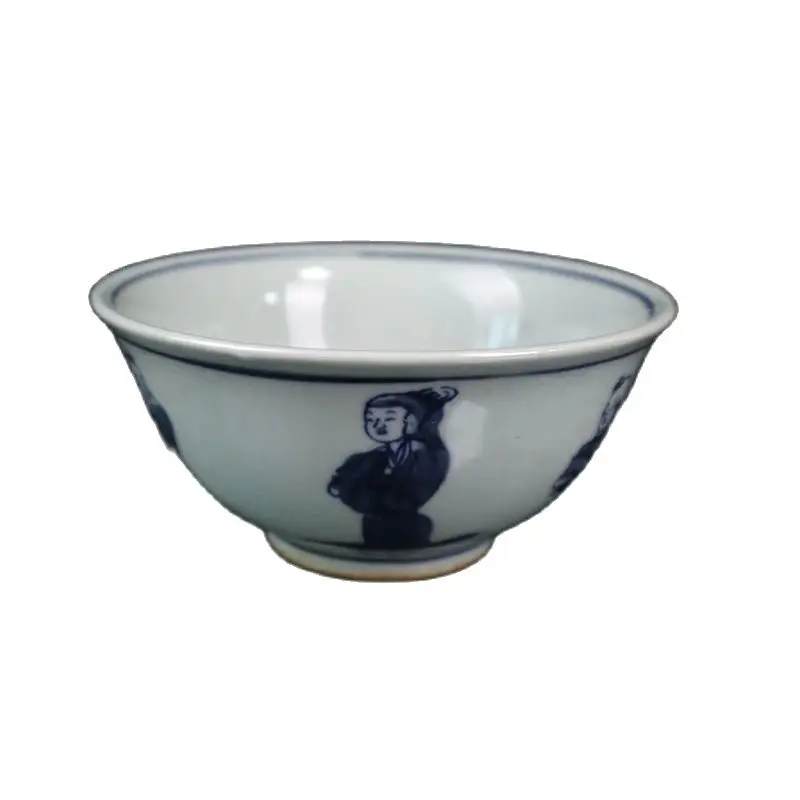 

Chinese Ceramics Open Blue and White Porcelain Character Pattern Figure Chinaware Small Bowl