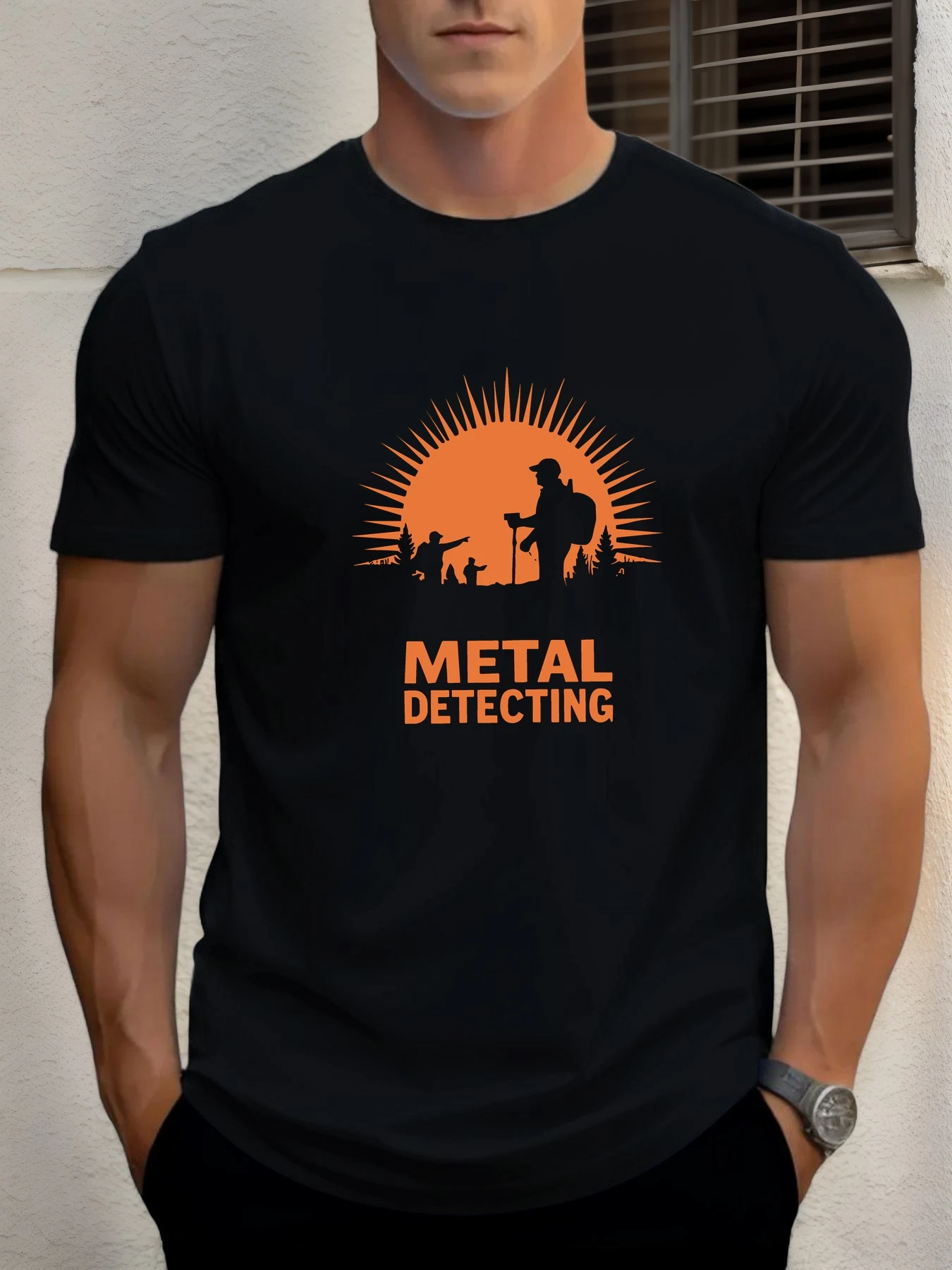 

Man Short Sleeve T-shirt Metal detection Print Summer Round Neck Oversized Tee Casual Fashion High Quality Clothing