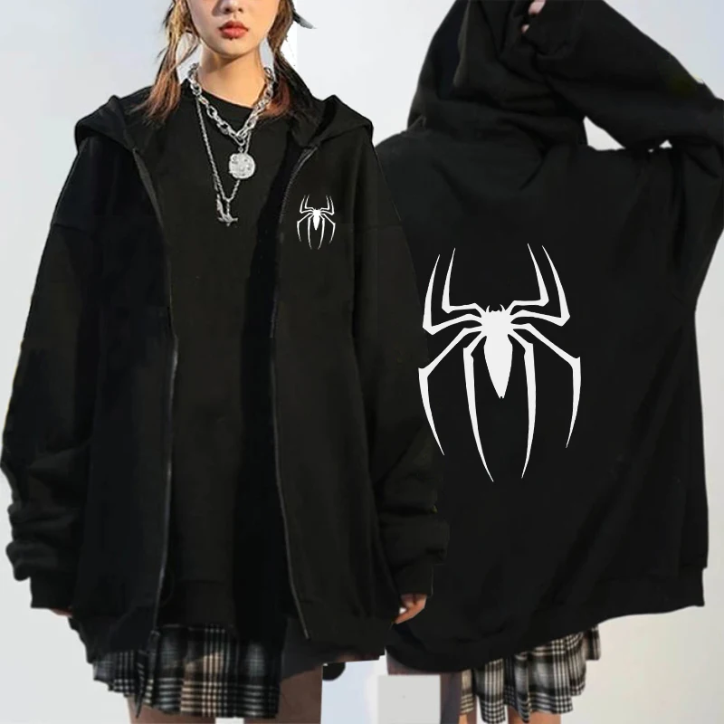 Hunter X Hunter Spider Print Anime Zipper Hoodie Men Women Gothic Y2K Zip Up Jacket Hoodies Casual Sweatshirt Coat Streetwear