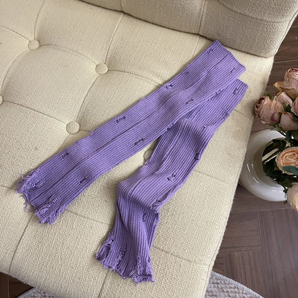 Copri braccio Guanti elastici per sottocultura Polsini Punk Y2K Manicotto senza dita Scava fuori Maniche colorate strappate in maglia Lolita