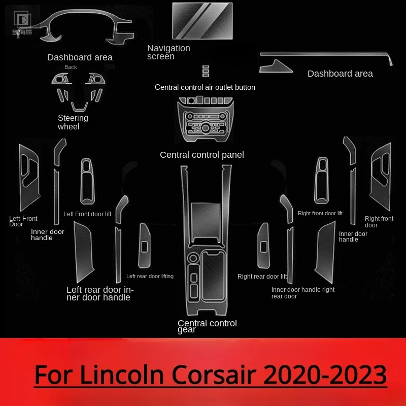 For Lincoln Corsair 2020-2023 PPF Protection Film Accessories Interior Transparent TPU GPS Gear Panel Center Console Sticker view 2