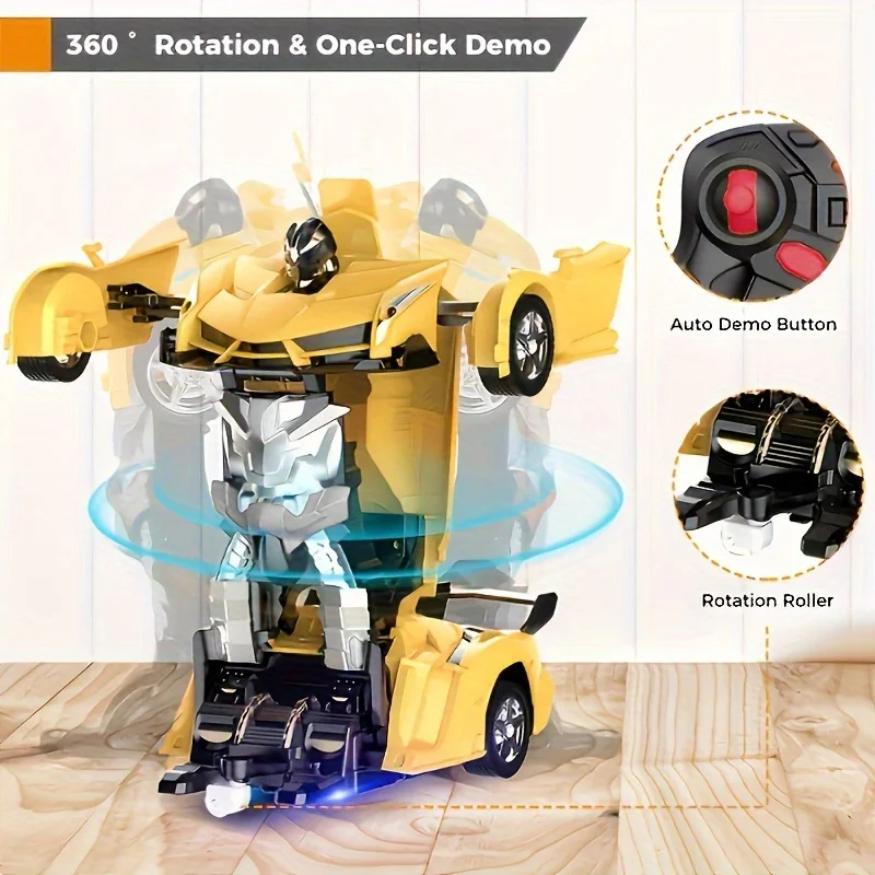 Transforming Remote Control Car: 360° Rotation, Cool LED Lights, Remote Control Car Toy, Perfect Birthday And Christmas Gift