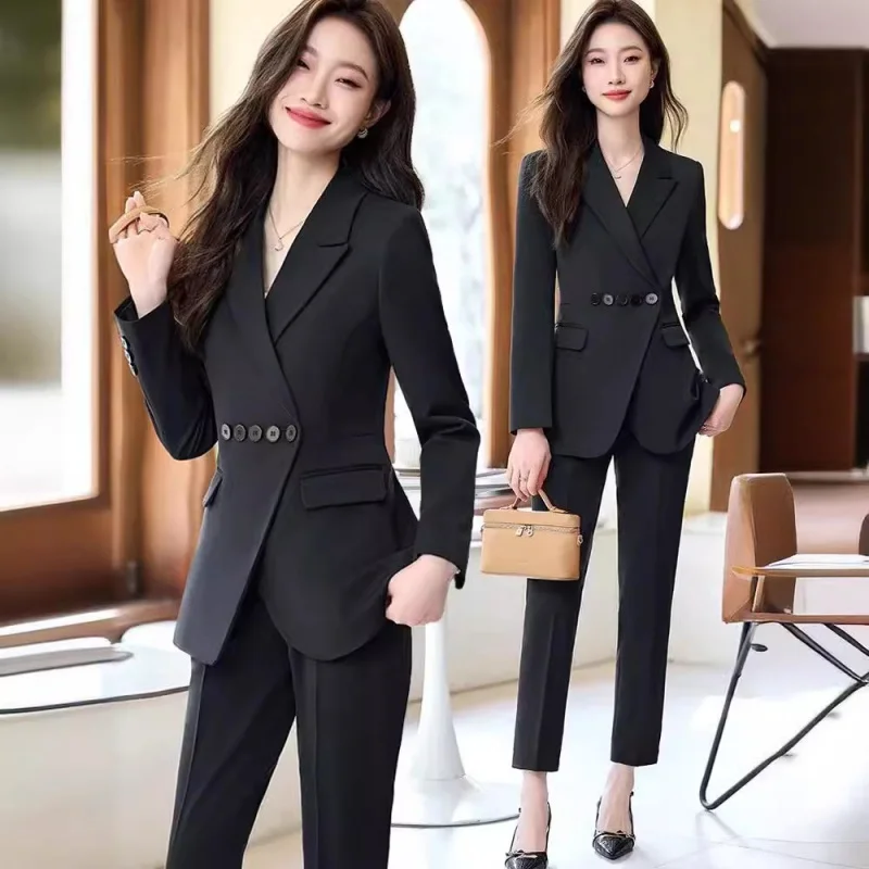 Navy Blue Business Suit Women's Spring Goddess Temperament Temperament Jewelry Shop Beauty Salon Front Stage Work Wear Clothes W