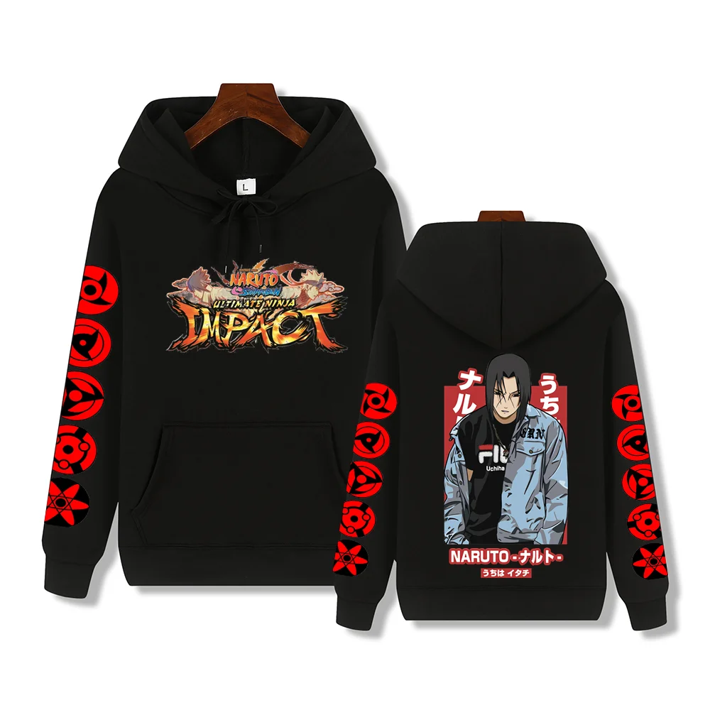Sweat à capuche imprimé Uchiha Itachi pour homme, sweat à capuche de rue décontracté, doux et épais,