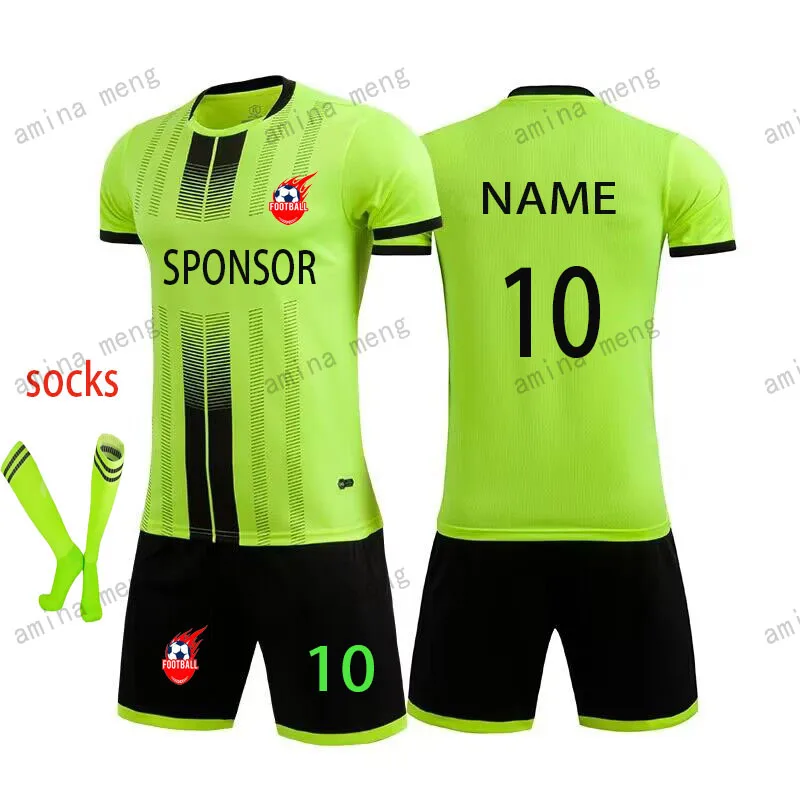 DIY Children Men Boys Soccer Clothes Sets Short Sleeve Kids Football Uniforms Adult Kids Soccer Tracksuit Jersey