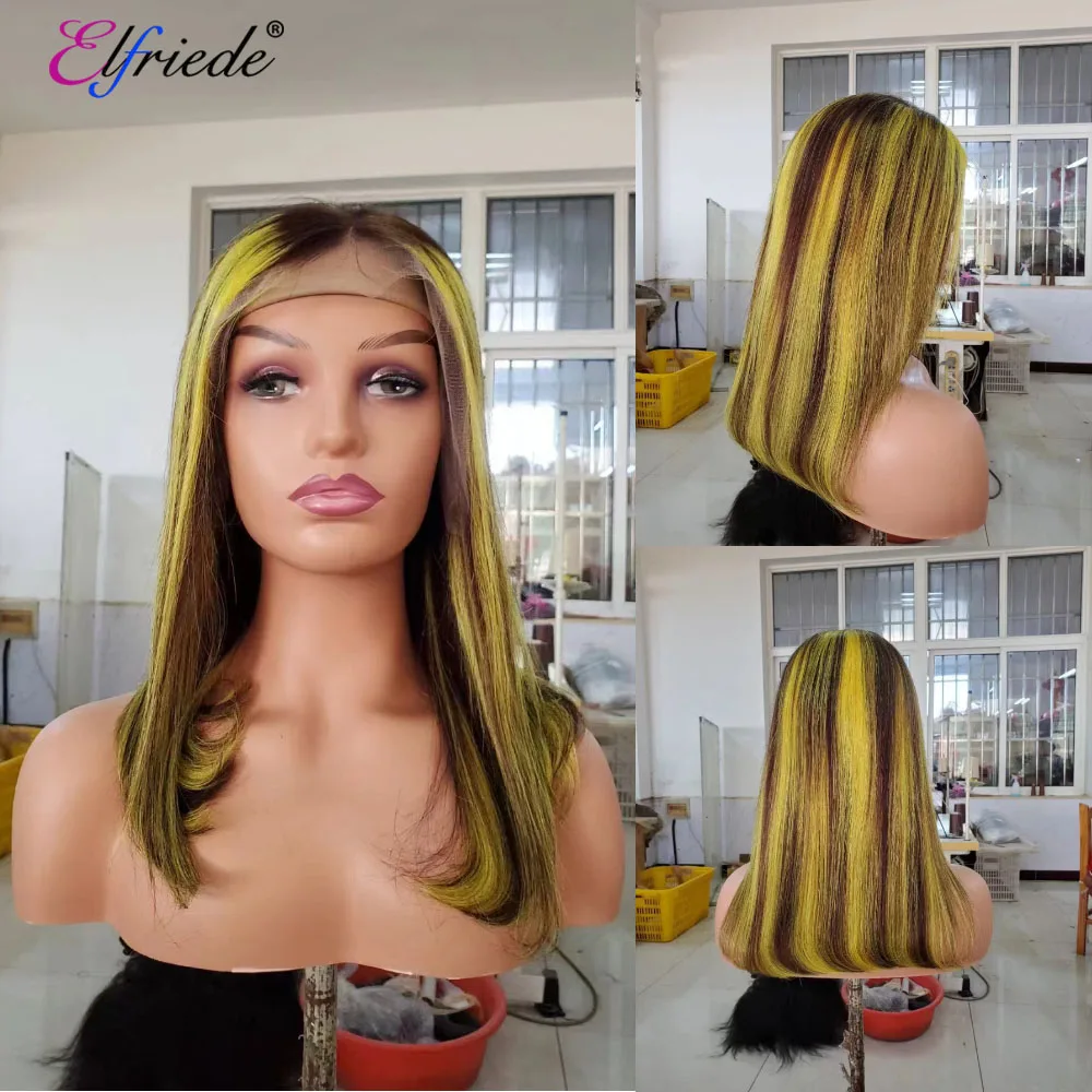 Elfriede #P1B/Yellow Piano Colored Bob Wigs Lace Front Human Hair Wigs 4x4 13x4 13x6 Lace Frontal Short Bob Hair Wigs for Women