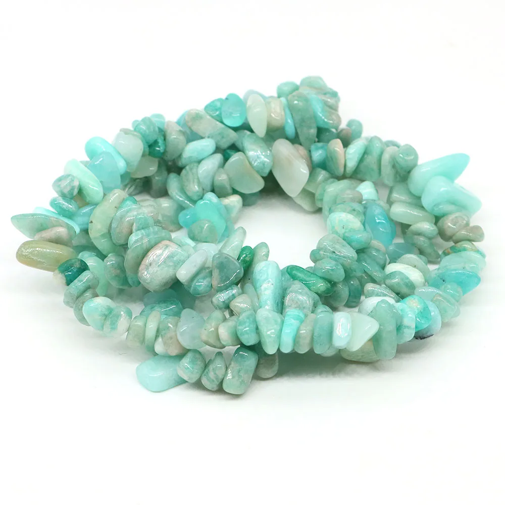 Natural Stone Amazonite Irregular Beads Healing Crystal Chip Gravel Drilled Holes Bead for Jewelry Making DIY Bracelet Necklace