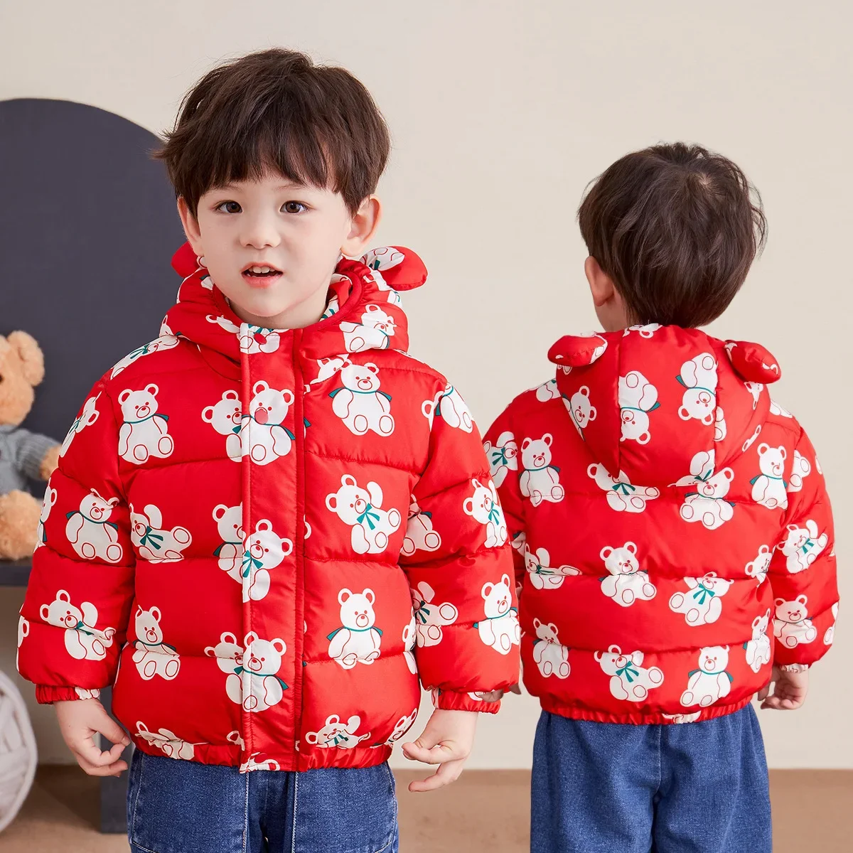 

Boys' cotton clothes, winter clothes, children's jackets, autumn and winter baby tops, girls' cotton clothes, thickened medium a