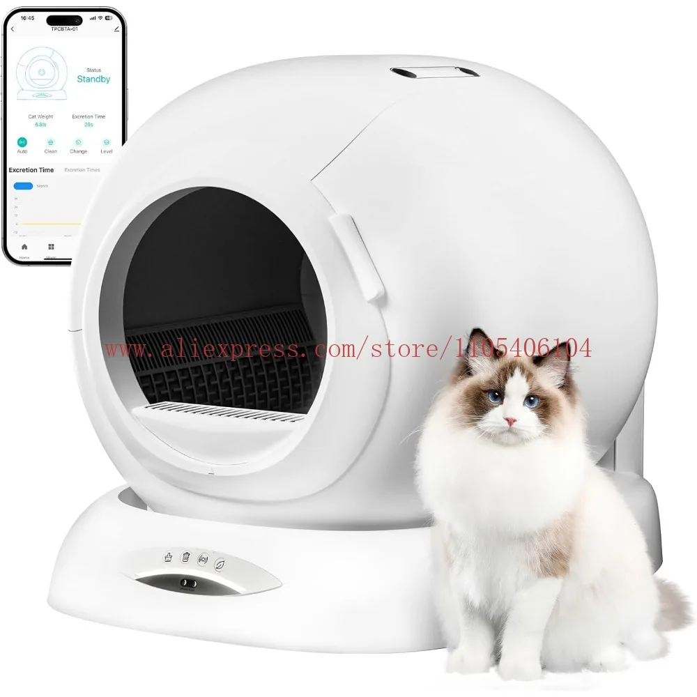 Automatic Box for Multiple Cats, Self Cleaning Cat Box Automatic Cleaning with Large Capacity, APP Control