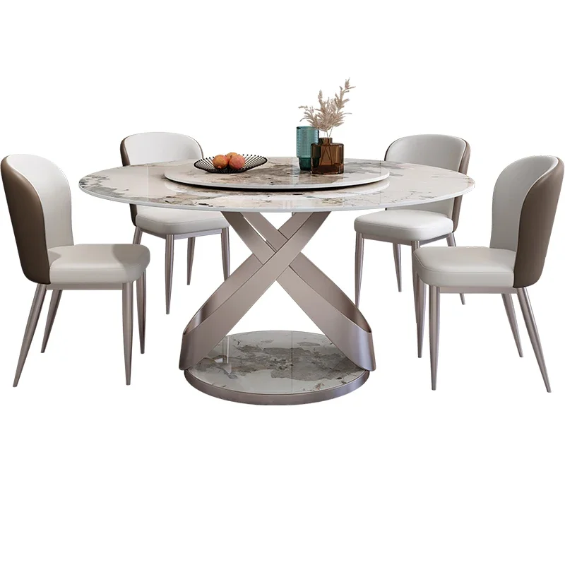 Mesa redonda con placa de restaurante, mesa giratoria para el hogar, Villa moderna de lujo de alta gama, juegos de muebles Esstisch grandes giratorios YX50DT