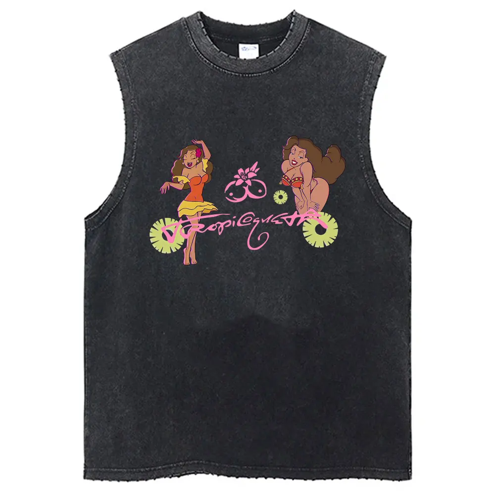 

Hot Karol G Tropicoqueta 2025 New Album Washed Sleeveless Vest Summer Men Women Clothing Fashion Oversized Tank Tops Streetwear