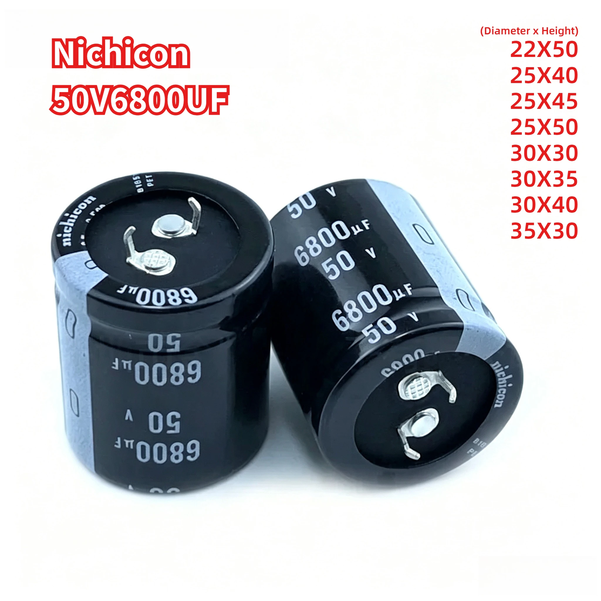 2Pcs Nichicon/NCC 6800uF 50V 50V6800uF 22X50 25X40 25X45 25X50 30X30 30X35 30X40 35X30 Snap-in PSU Amplifier Capacitor