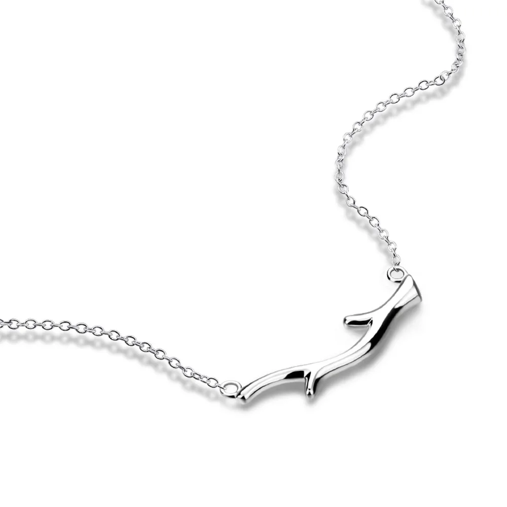 

New Fashion Shiny 925 Silver Branch Pendant Necklace Ladies Exquisite Clavicle Chain On Neck Jewelry for Ladies Gift Wholesale