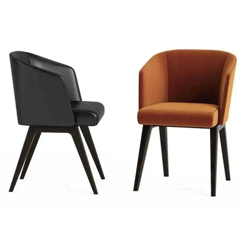 Italian minimalist Nordic solid wood fabric dining chair backrest chair home modern simple book hotel