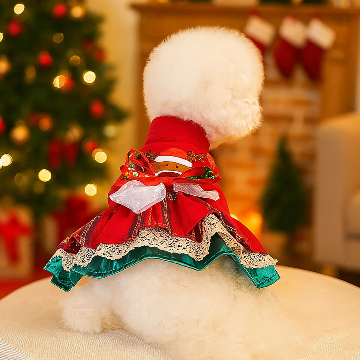Pet Clothes Autumn Winter New Small Puppy Happy Dog Cat Warm Collection Snowflake Reindeer Christmas Dress