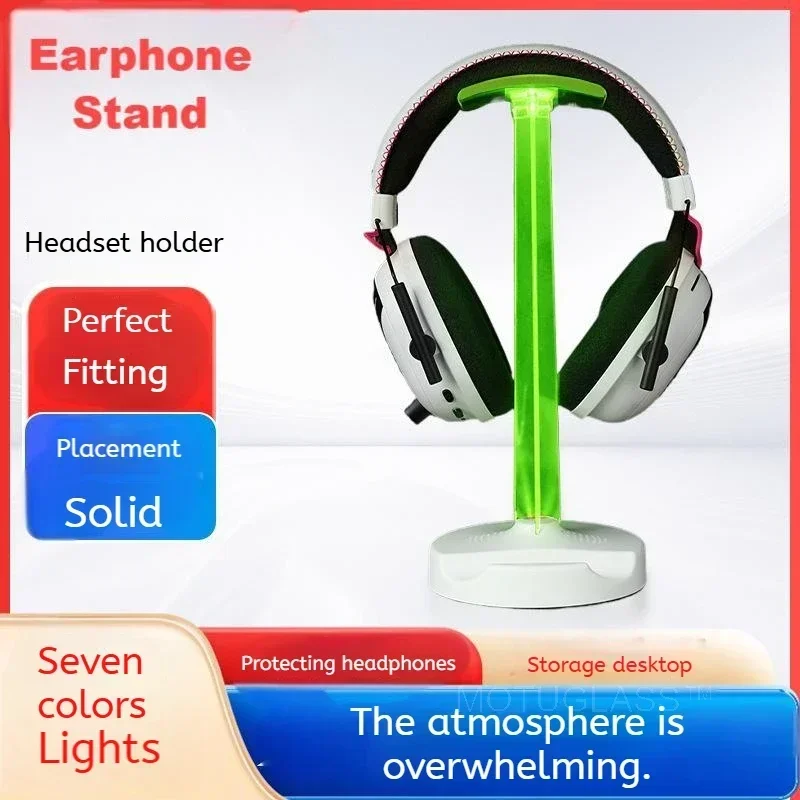 LED Headphone Stand Detachable Desk Organizer Multi-Function Colorful Lighted Headset Holder for Gaming Office Home Use