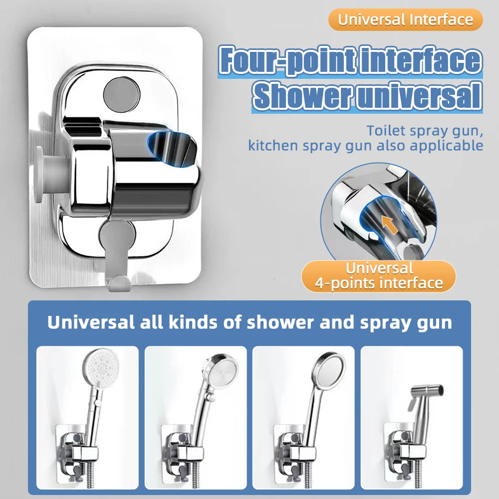 360 ° Rotation Shower Head Holder Multi Gear Adjustment Shower Bracket Fixed Base of Shower Nozzle with Hook Shower Accessories