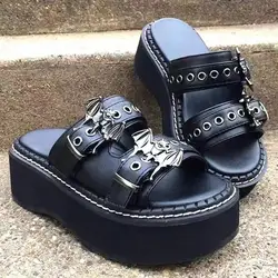 Summer Women's Shoes 2025 Trend Fashion Platform Heels Wedges Fashion Goth Slippers Men Luxury Slide Sandal Comfy Black