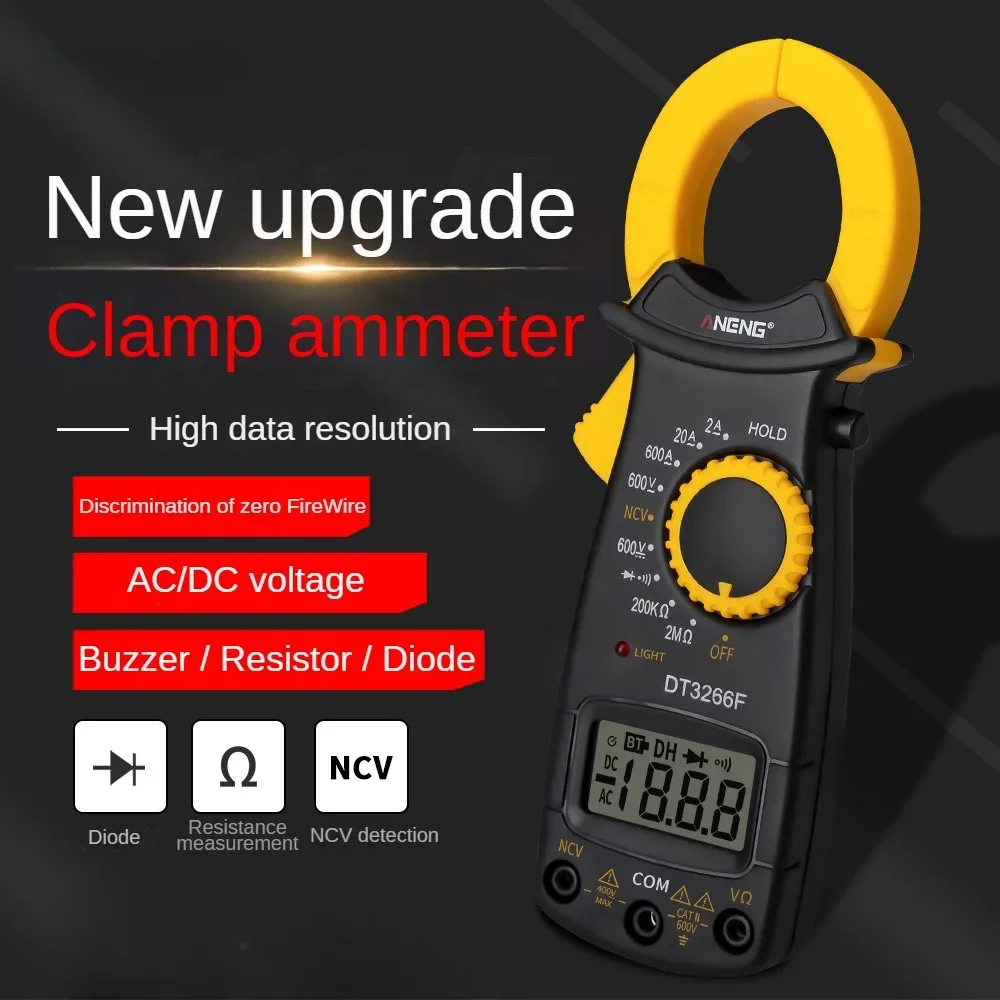 DT3266F Voltage Ammeter Measuring Resistance Voltage Clamp Meter On-off Buzzer Digital Display Clamp Meter