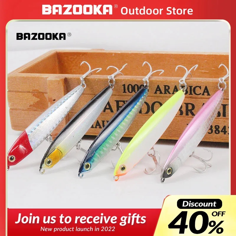 

Bazooka Fishing Lure Pencil Minnow 10g 14g 16g 18g 24g Sinking Wobbler Hard Bait Artificial Spinning Tuna Pesca Pike Bass Winter