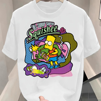 Summer Simpsons Print Pattern and Text Men's Fashionable and Comfortable T-shirt, Casual Round-neck Short-sleeved T-shirt