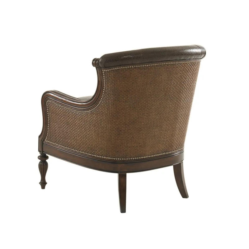 American Retro Solid Wood Single Chair Sofa Backrest Rattan Made Old Tiger Chair Villa Living Room Leisure Chair Customization