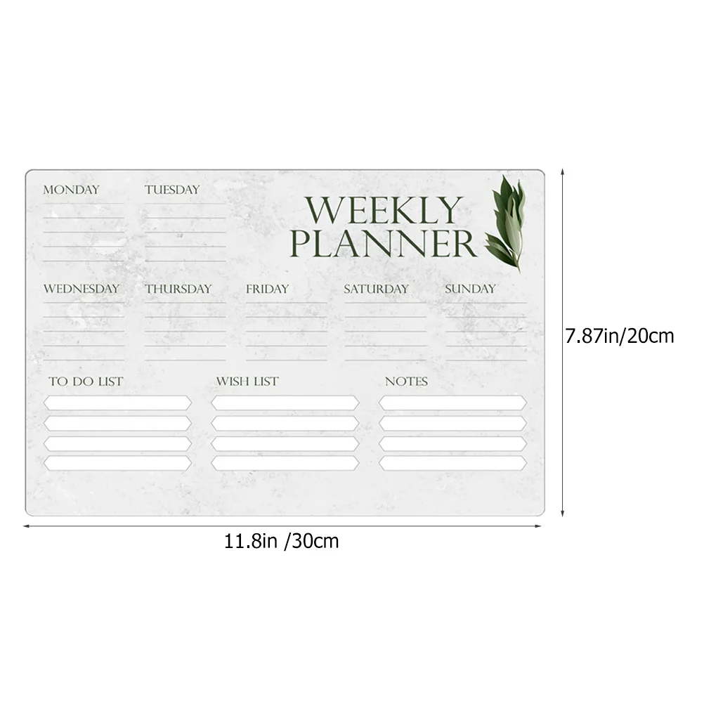 1Set Erasable Weekly Planner Acrylic Dry Erase Board Transparent Whiteboard for Desk Office Home Message Recording Board with