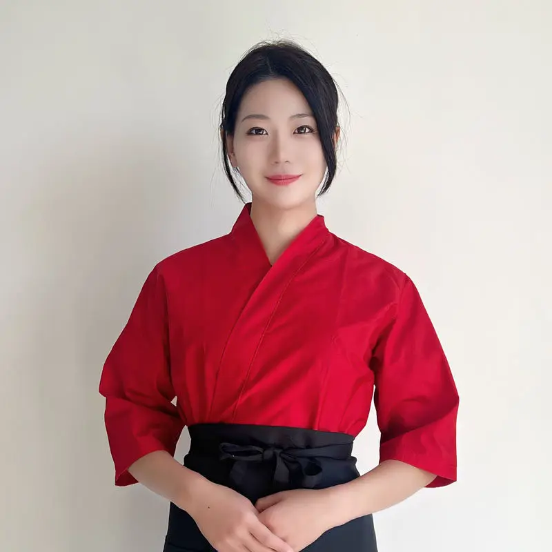 Uniforme de cuisinier unisexe de Style japonais et coréen, chemises, Kimono, vêtements de travail de serveur, hauts de Chef Sushi, salopette de Restaurant, vestes de travail de serveur