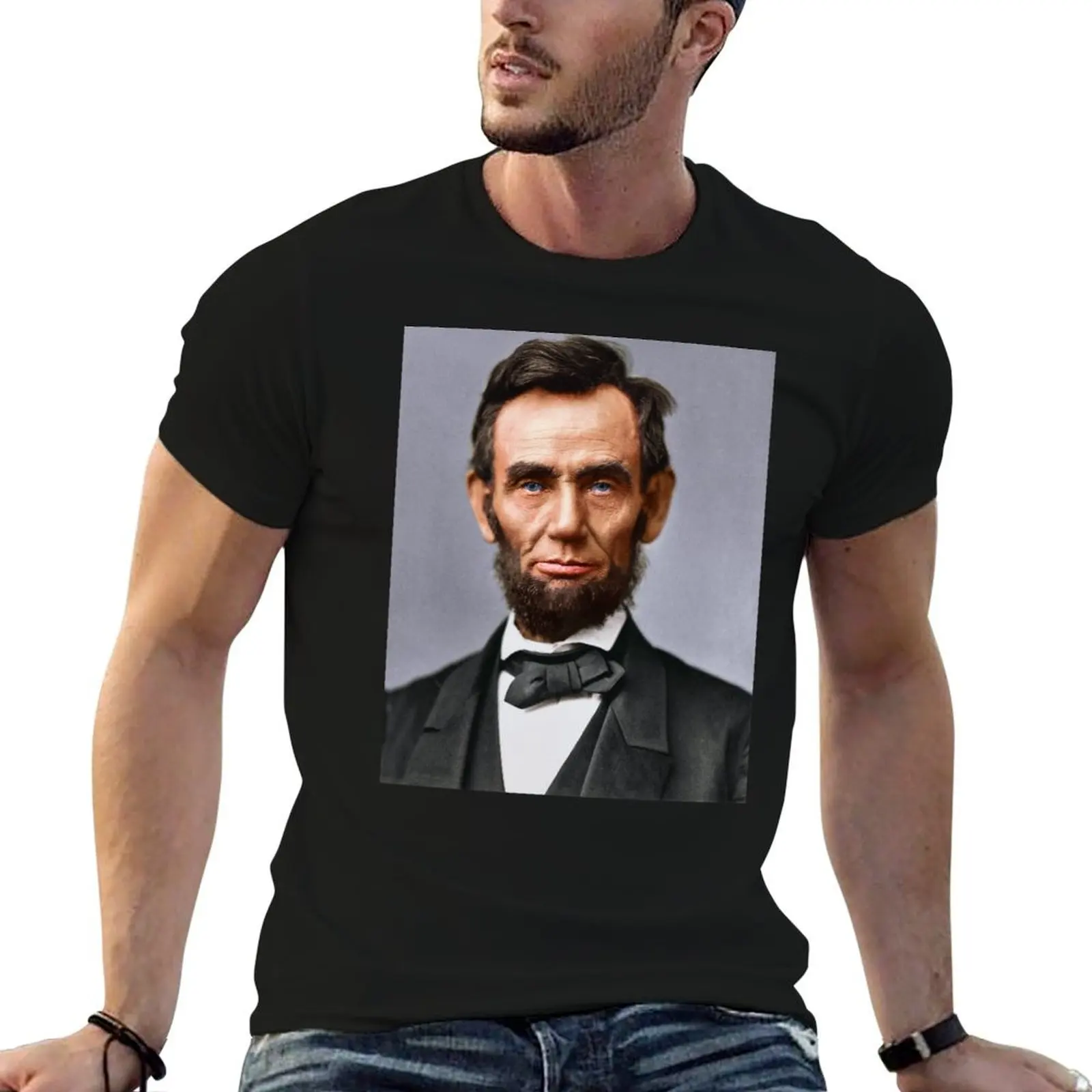 

Hand-Coloured Portrait of Abraham Lincoln T-Shirt t shirts for man cotton man graphic t shirt T-Shirt