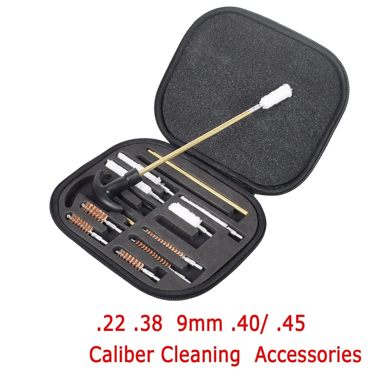 Tactical Universal 16Pcs Professional Gun Cleaning Kit Pistol Brush Set for .22 .38  9mm .40/ .45 Caliber Cleaning  Accessories