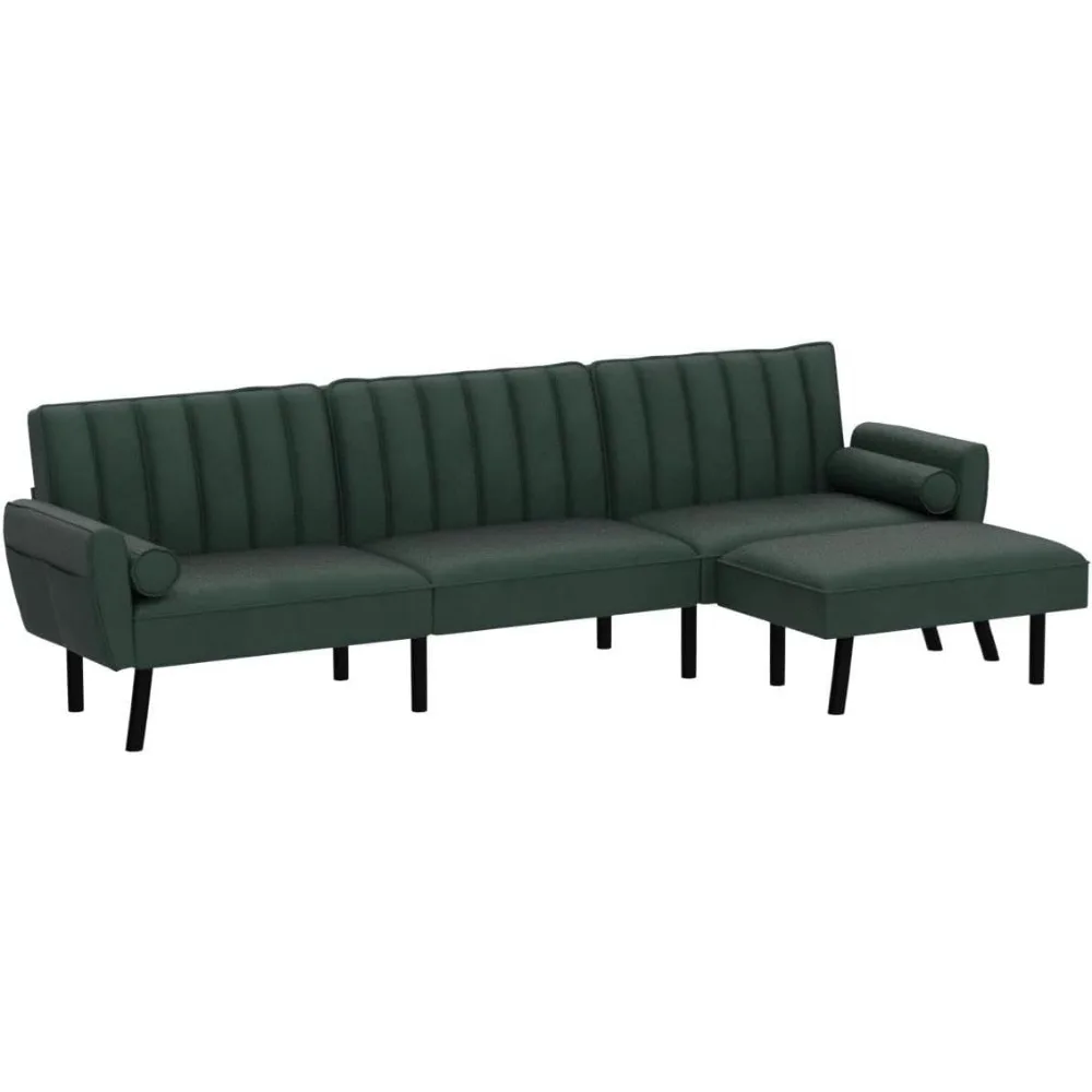 Velvet secional conversível sofá com chaise, L forma secional sofá, USB, 106,5"