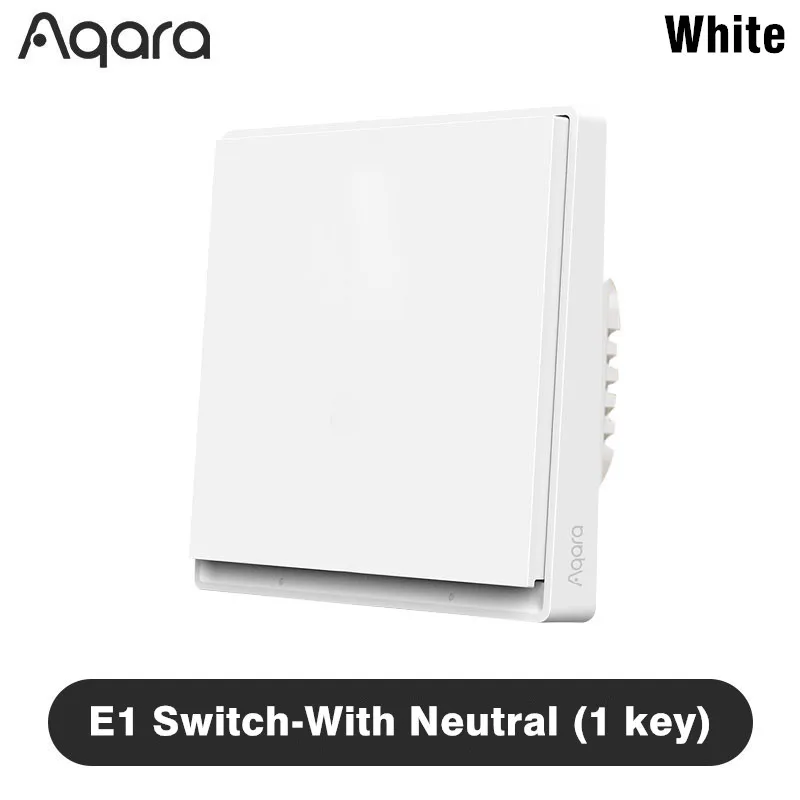 Aqara E1 slimme wandschakelaar, Zigbee 3.0, draadloze schakelaar voor verlichting, geschikt voor installatie met of zonder nuldraad, voor een slim huis, compatibel met Xiaomi Home en Homekit-app.