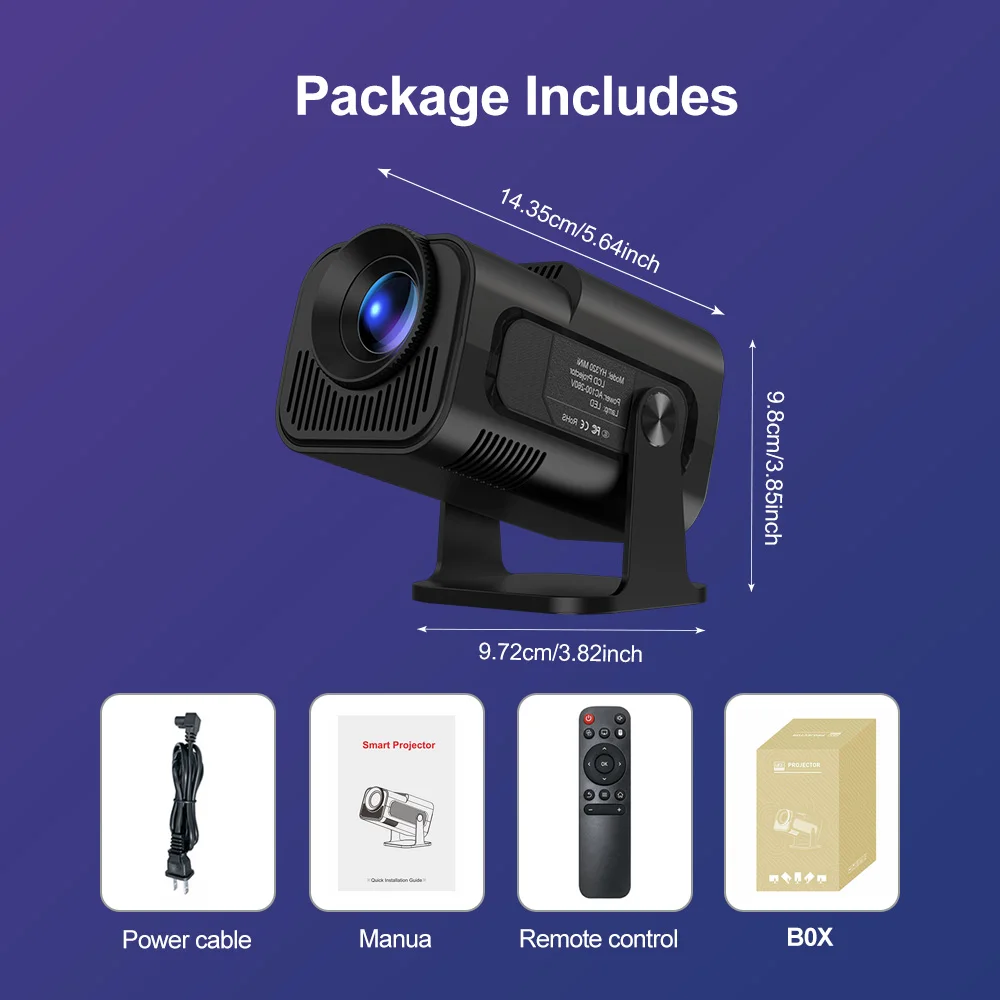 Velec 300 Ansi HY320 Mini-projector Upgrade 4K Android 11 WiFi 6 BT 5.0 Allwinner H713 Thuis Outdoor Draagbare Campingprojector