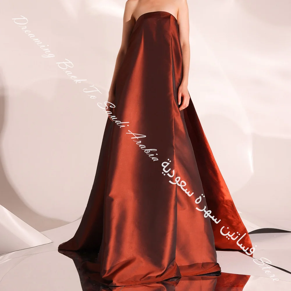 Customized Detachable Sleeve Strapless Satin Bespoke Occasion Gowns A-Line Exquisite Panel Train Photo Color Floor Length Custom