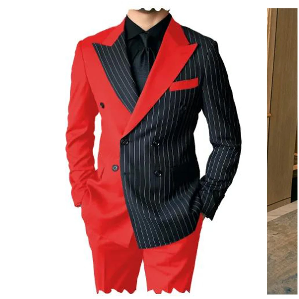 Blazer Suit For Men 2 Piece Outfit Set Suits High Quality 2024 Pants Mens Clothing Fashion Party Wedding Tuxedo Jackets  Black