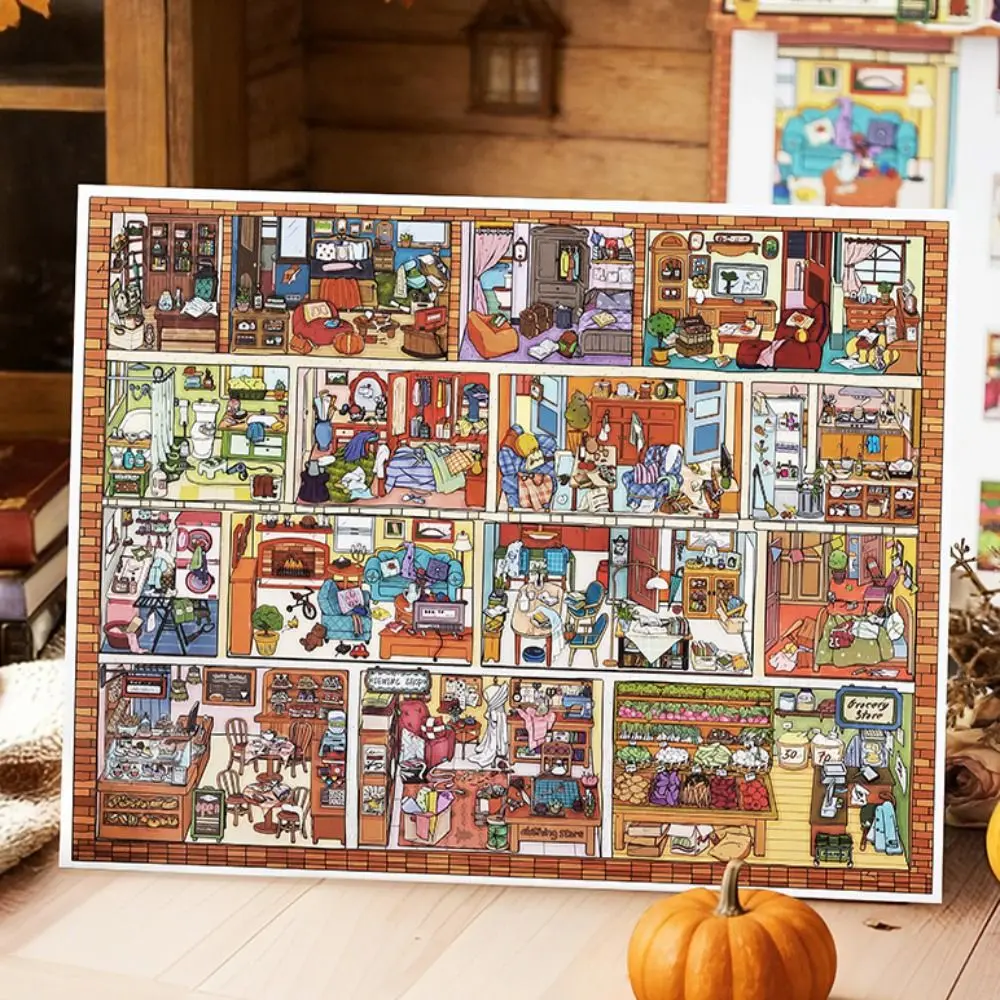3D Miniature Landscapes Stickers Collection Pumpkin Apartment PET 3D Landscape Sticker Waterproof Removable DIY Game Stickers