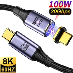 고속 충전 데이터 코드, 아이폰 15, 맥북, 삼성, 화웨이 p30 프로, 샤오미, USB4 20Gbps 마그네틱 케이블, USB C에서 C타입, 100W, 5A