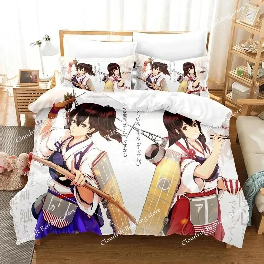 Anime Kantai Collection Bedding Set Duvet Cover Bed Set Quilt Cover Pillowcase Comforter king Queen Size Boys Adult Bedding Set
