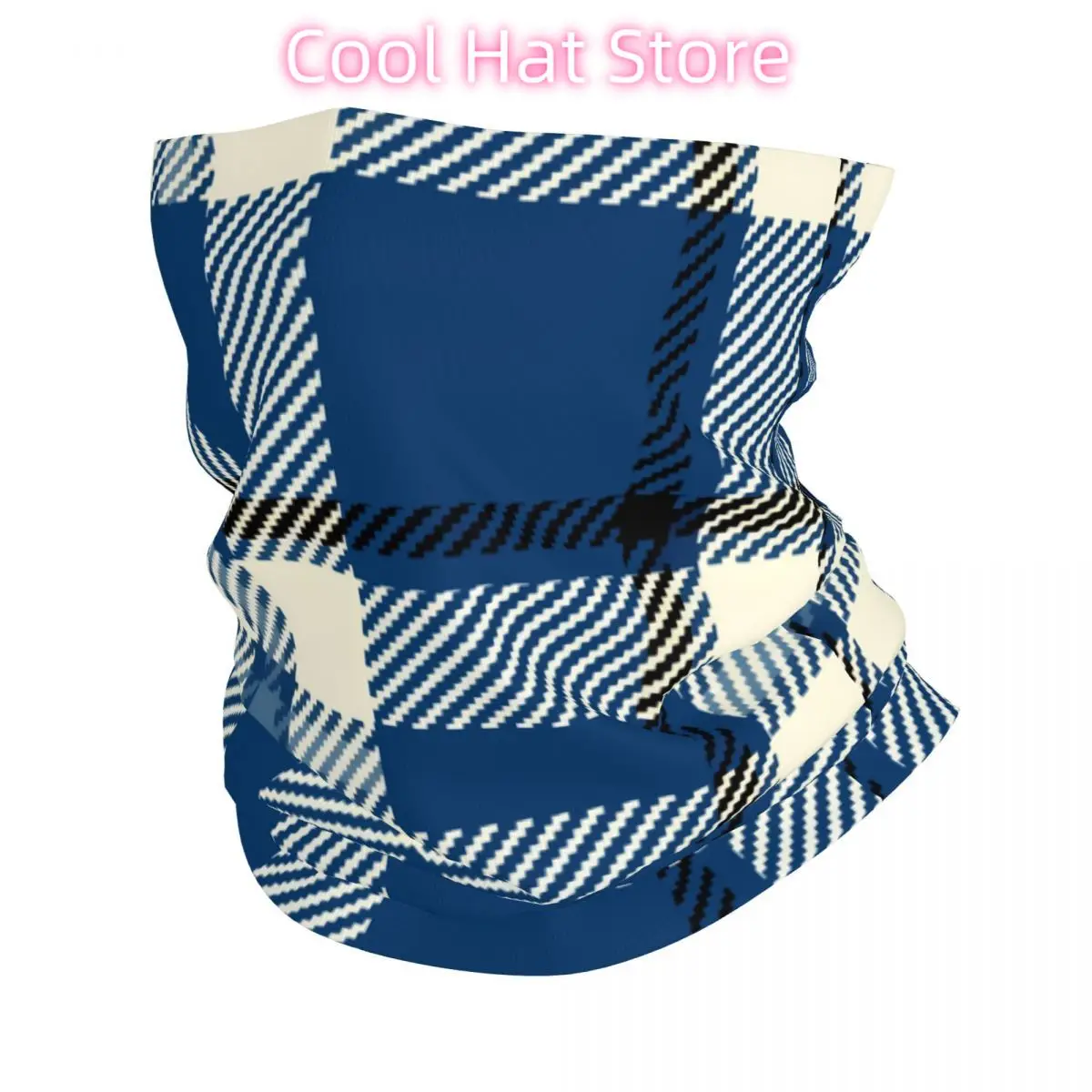

Blue Check Headband Neck Warmer Men Ski Running Tube Scarf Medical Nurse Face Bandana Gaiter