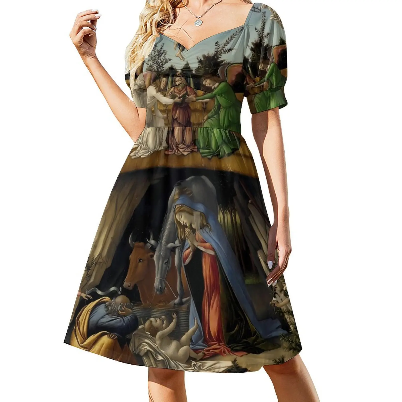 산드로스 보티첼리 캐주얼 원피스, 신비로운 성탄절 미학 드레스, 카와이 원피스 여성 V넥 오버사이즈 의류 Best5 산드로스 보티첼리 캐주얼 원피스, 신비로운 성탄절 미학 드레스, 카와이 원피스 여성 V넥 오버사이즈 의류 Best5