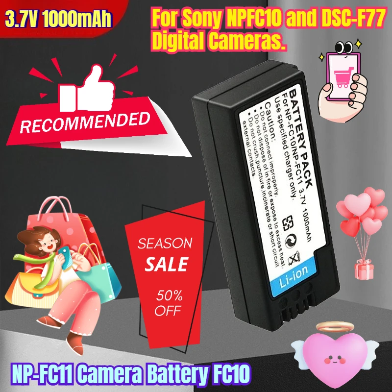 

3.7V 1000mAh NP-FC11 FC10 Camera Battery Suitable for Sony NPFC10 and DSC-F77 Digital Cameras.